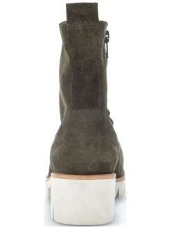 Leder-Stiefeletten in Khaki