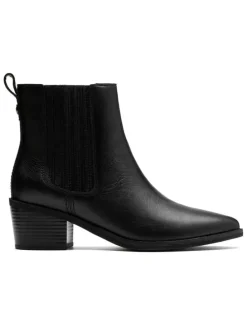Leder-Stiefeletten in Schwarz