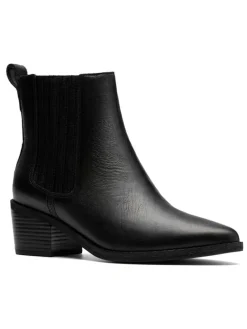 Leder-Stiefeletten in Schwarz
