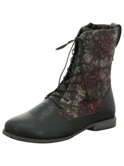 Leder-Stiefeletten in Schwarz/ Grau