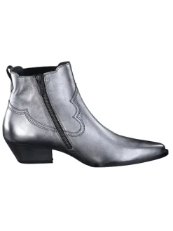 Leder-Stiefeletten in Silber