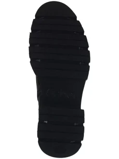 Leder-Stiefeletten in Taupe/ Schwarz