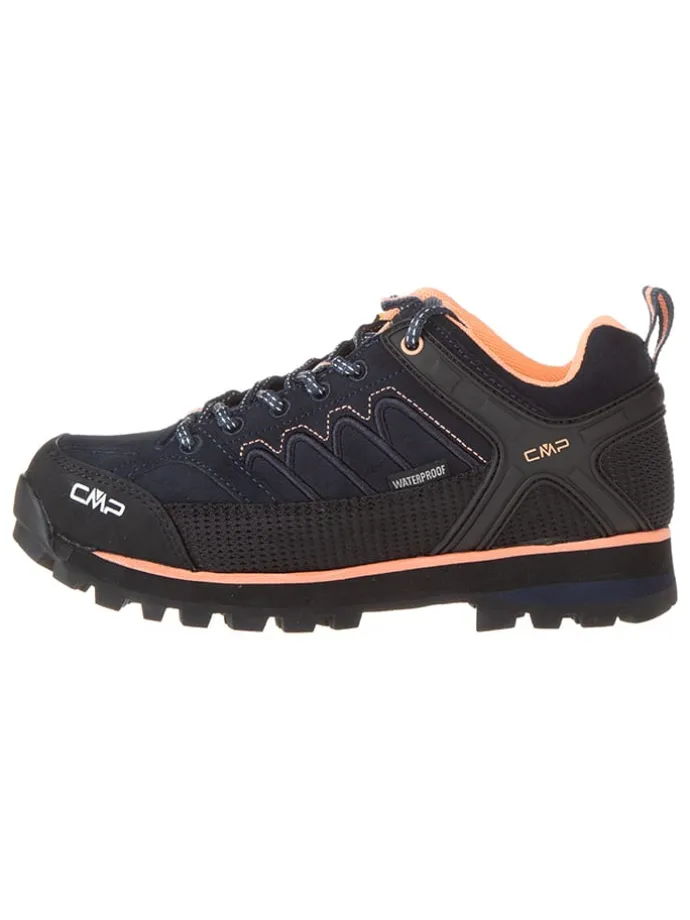 Leder-Trekkingschuhe "Moon Low" in Schwarz/ Orange