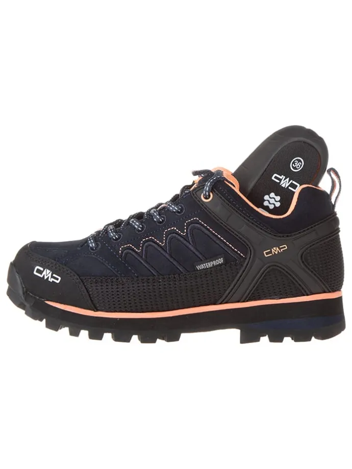 Leder-Trekkingschuhe "Moon Low" in Schwarz/ Orange