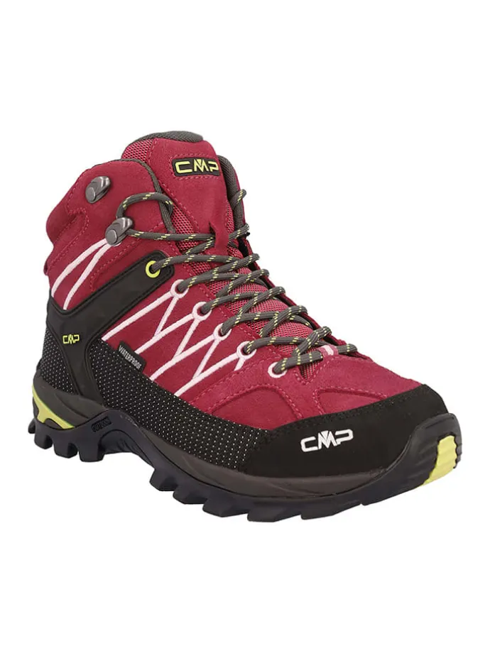 Leder-Trekkingschuhe "Rigel" in Schwarz/ Pink