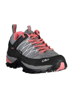 Leder-Trekkingschuhe "Rigel" in Schwarz/ Grau/ Pink
