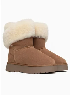 Leder-Winterboots "Beverly" in Hellbraun