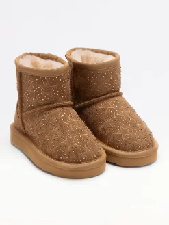 Leder-Winterboots "Dajana" in Hellbraun