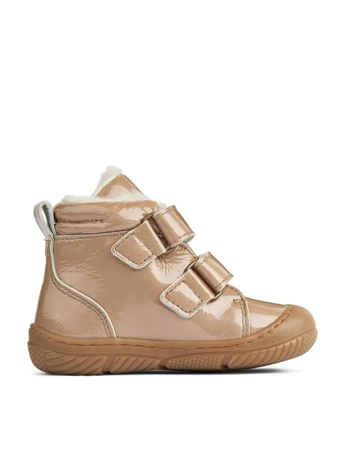 Leder-Winterboots in Beige