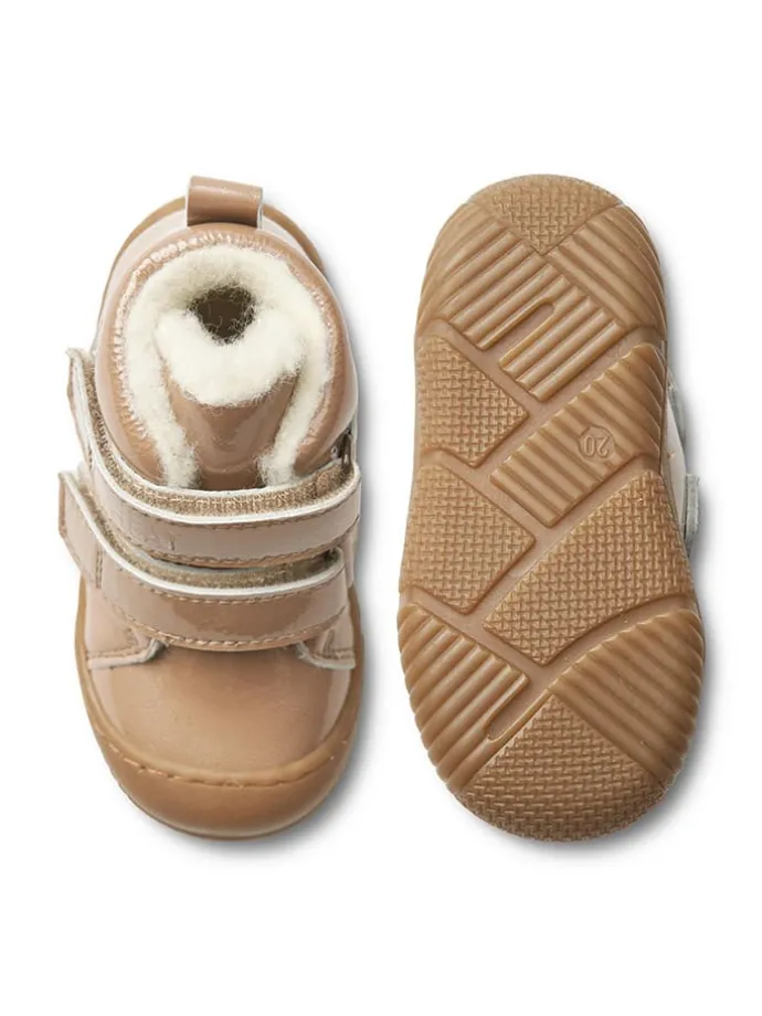 Leder-Winterboots in Beige