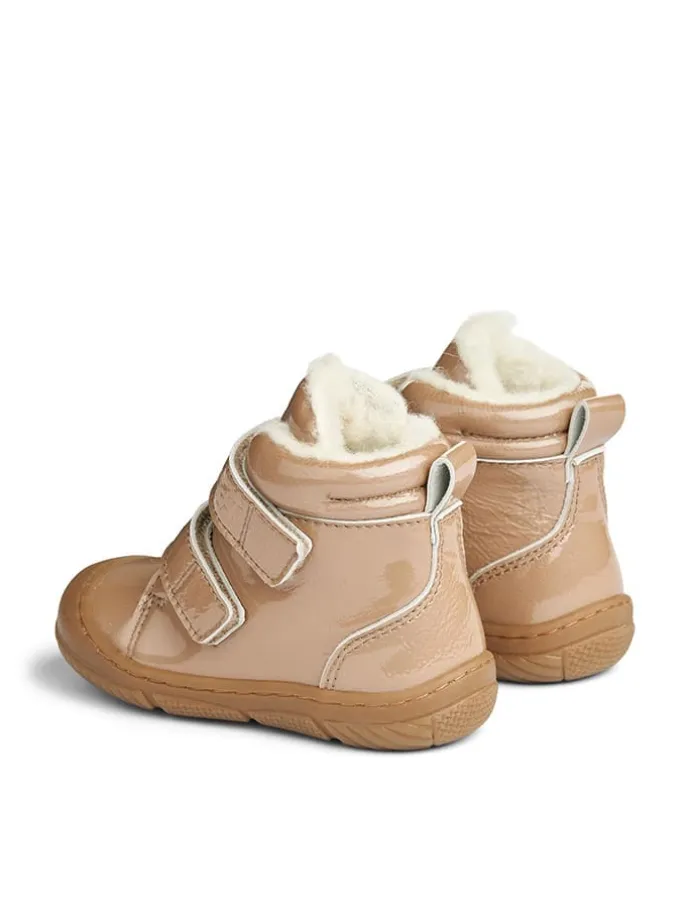 Leder-Winterboots in Beige