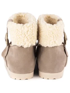 Leder-Winterboots in Beige