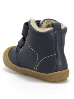 Leder-Winterboots in Dunkelblau