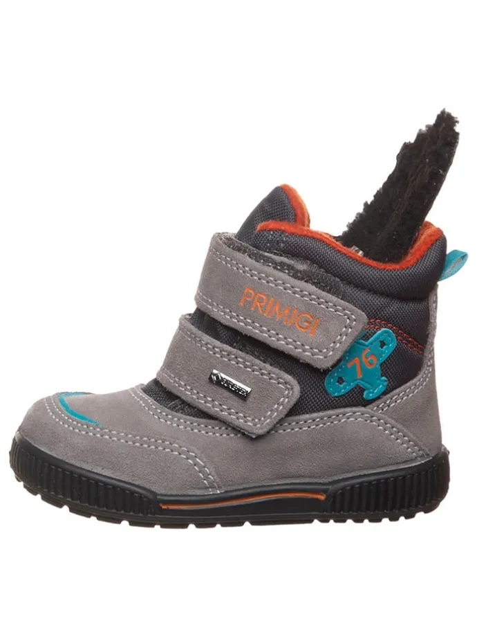 Leder-Winterboots in Grau