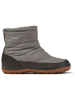 Leder-Winterboots in Grau/ Schwarz