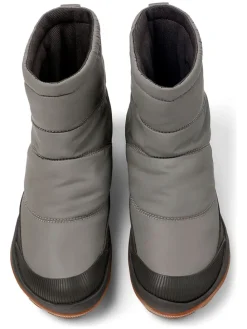 Leder-Winterboots in Grau/ Schwarz