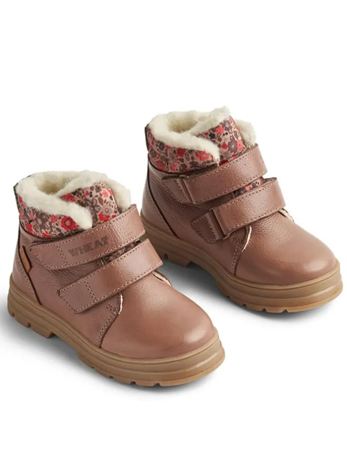 Leder-Winterboots in Hellbraun