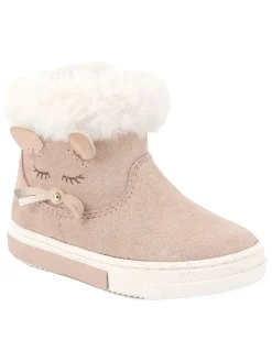 Leder-Winterboots in Rosa/ Weiß