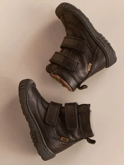 Leder-Winterboots in Schwarz