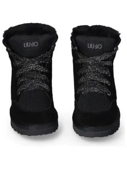 Leder-Winterboots in Schwarz