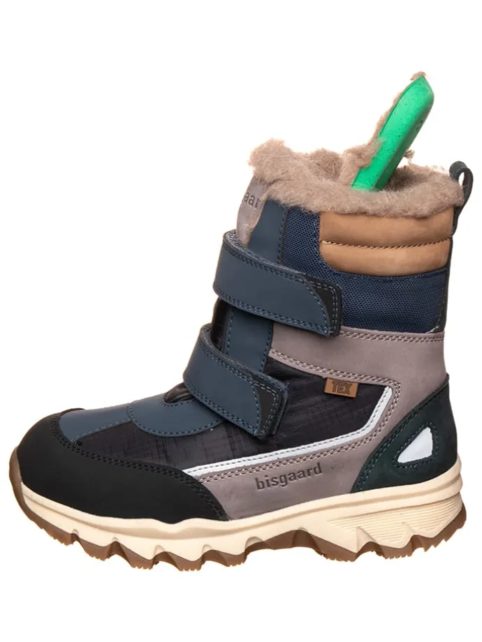 Leder-Winterboots "Torben" in Dunkelblau/ Grau