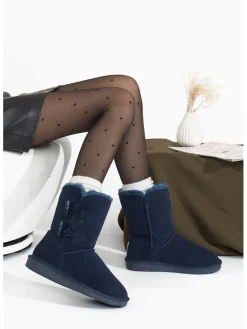 Leder-Winterstiefel "Hubbard" in Dunkelblau