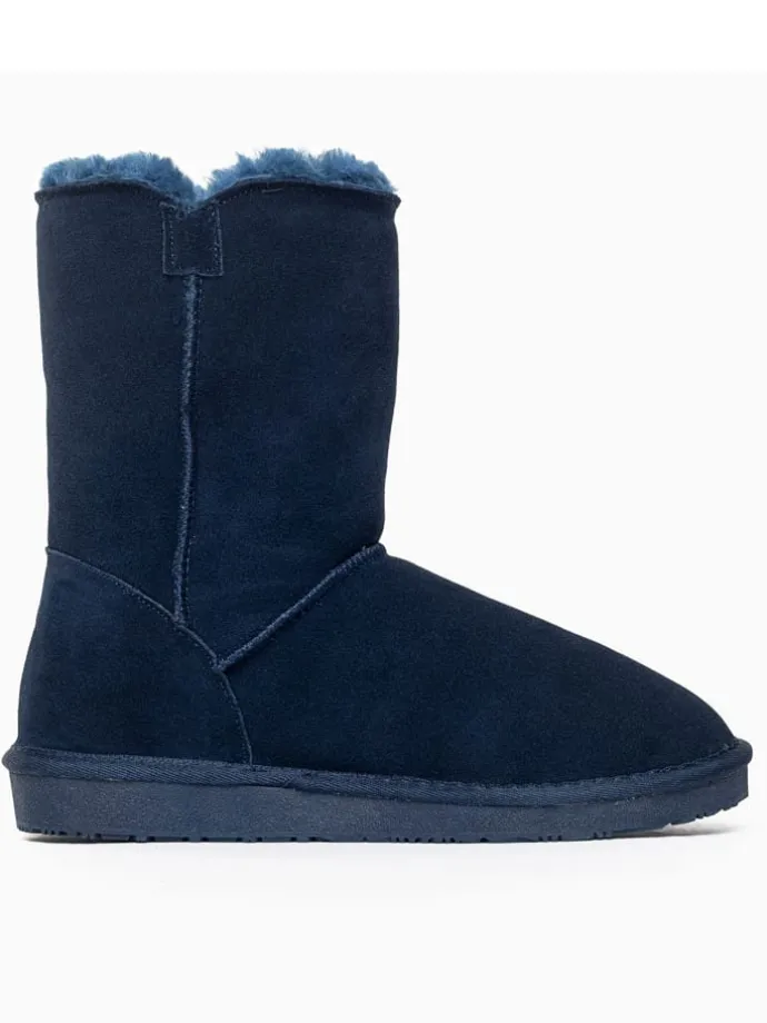 Leder-Winterstiefel "Hubbard" in Dunkelblau