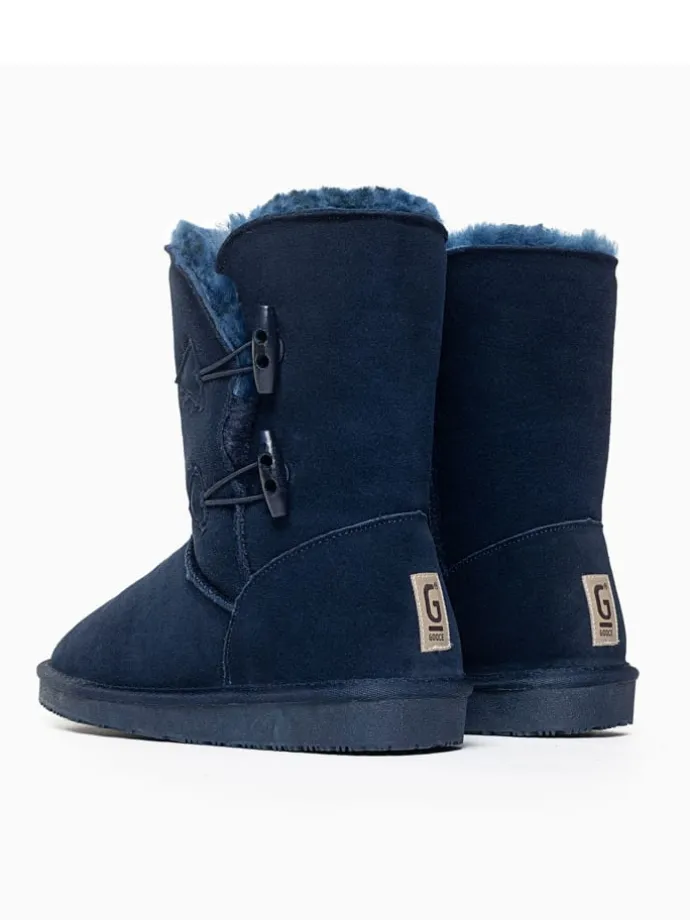 Leder-Winterstiefel "Hubbard" in Dunkelblau