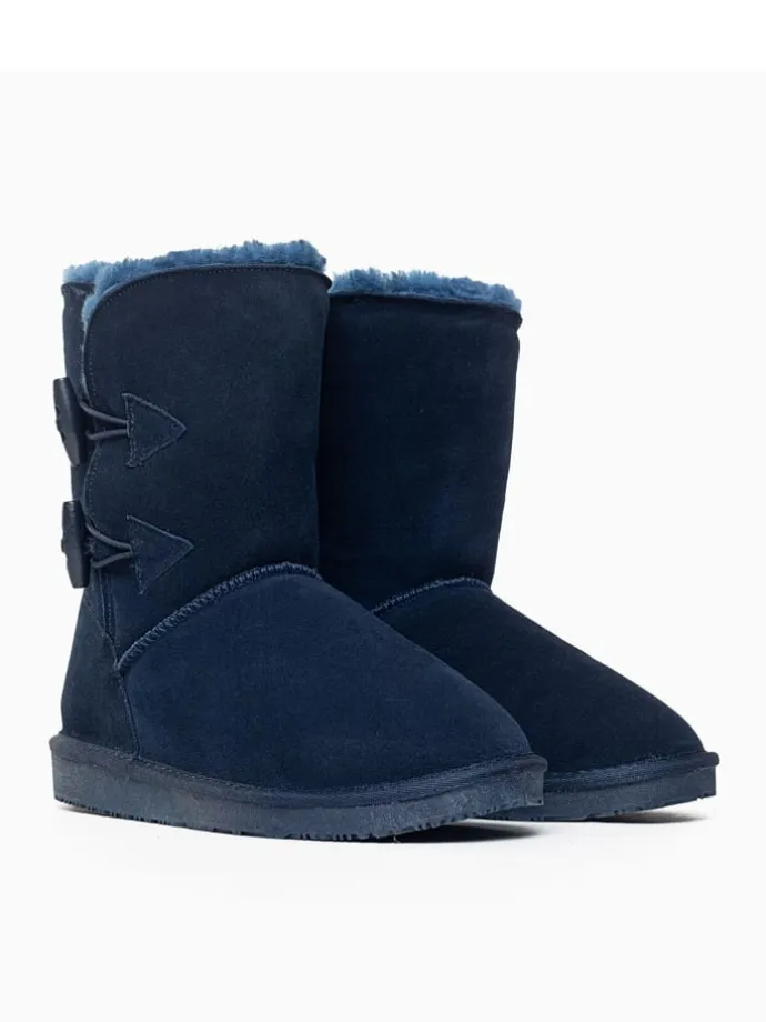Leder-Winterstiefel "Hubbard" in Dunkelblau