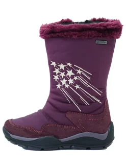 Leder-Winterstiefel in Aubergine