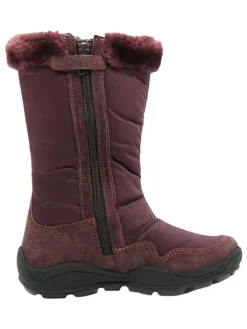 Leder-Winterstiefel in Aubergine