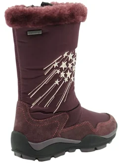 Leder-Winterstiefel in Aubergine