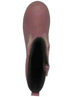 Leder-Winterstiefel in Beige/ Altrosa