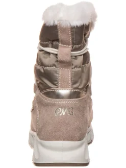 Leder-Winterstiefel in Beige