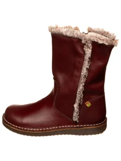 Leder-Winterstiefel in Dunkelrot