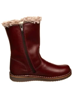 Leder-Winterstiefel in Dunkelrot