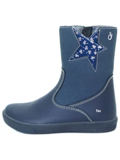 Leder-Winterstiefel in Dunkelblau