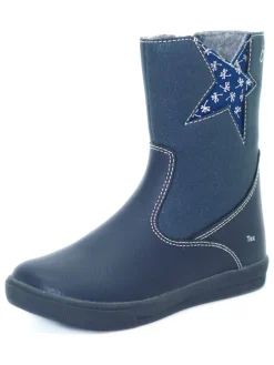 Leder-Winterstiefel in Dunkelblau