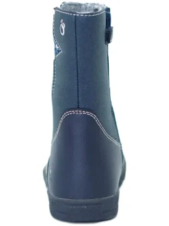 Leder-Winterstiefel in Dunkelblau