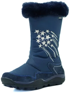 Leder-Winterstiefel in Dunkelblau