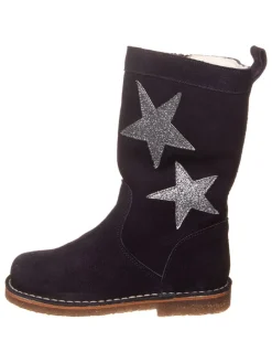 Leder-Winterstiefel in Dunkelblau