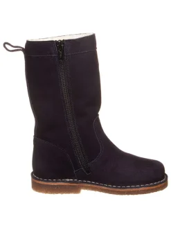 Leder-Winterstiefel in Dunkelblau