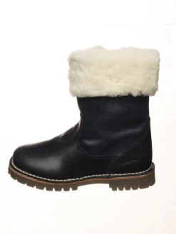 Leder-Winterstiefel in Dunkelblau