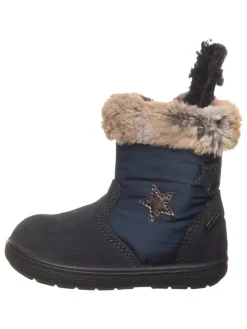 Leder-Winterstiefel in Dunkelblau