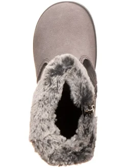 Leder-Winterstiefel in Grau