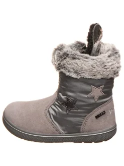 Leder-Winterstiefel in Grau