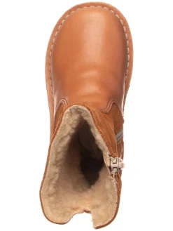 Leder-Winterstiefel in Hellbraun