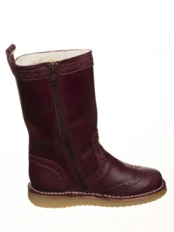 Leder-Winterstiefel in Rot/ Schwarz