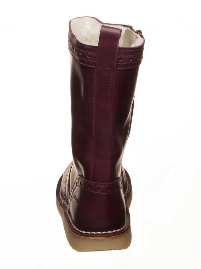 Leder-Winterstiefel in Rot/ Schwarz