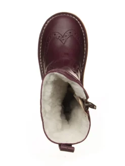 Leder-Winterstiefel in Rot/ Schwarz